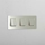 Super Capacity Light Control Switch: Triple 6x Rocker Switch in Polished Nickel White