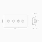 Interrupteur VV à Levier x4 (Plaque Double) - Laiton Ancien