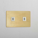 Double USB Module in Antique Brass White with Dual Ports - Advanced Connectivity