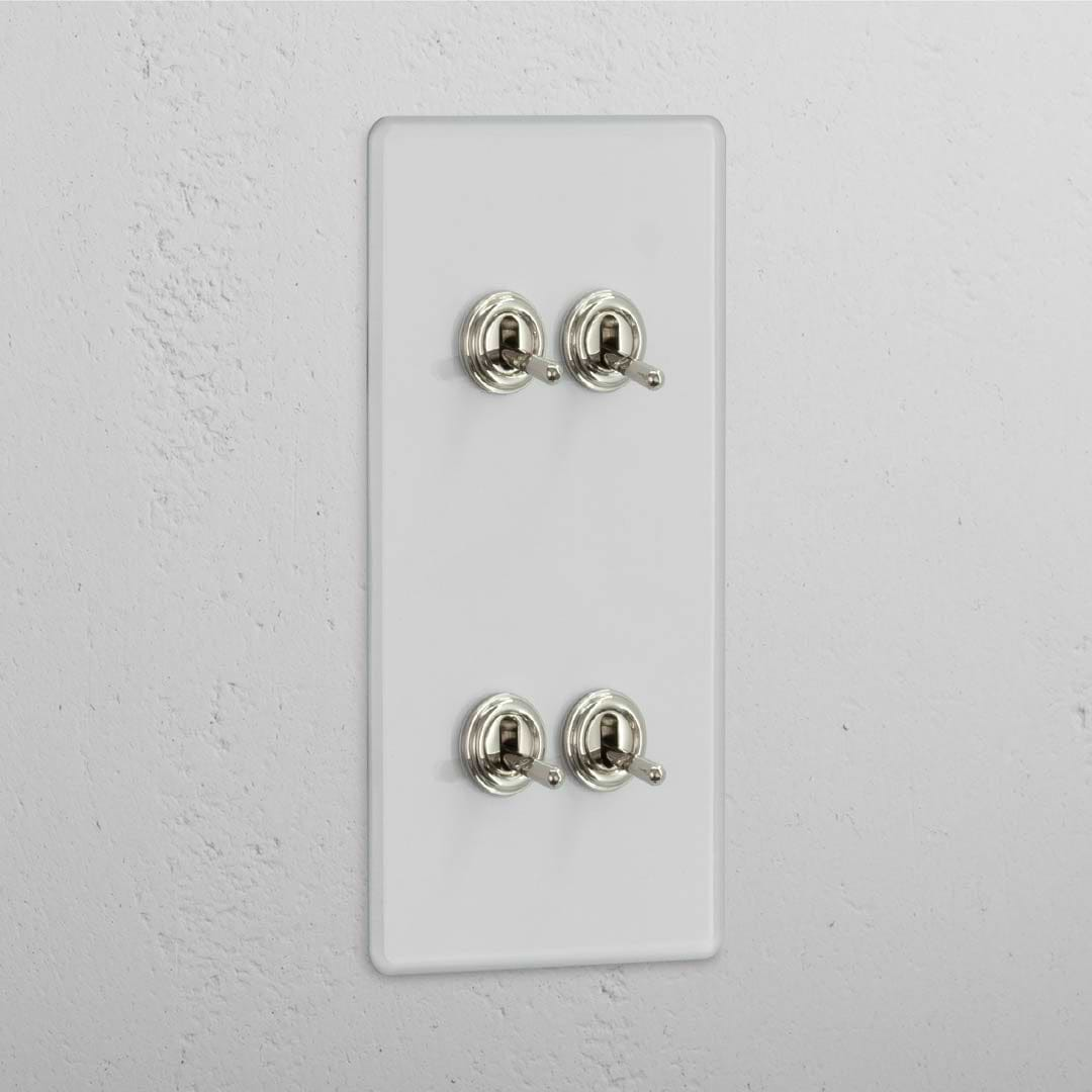 Four-Levers Vertical Double Toggle Switch in Clear Polished Nickel - Advanced Lighting Solution