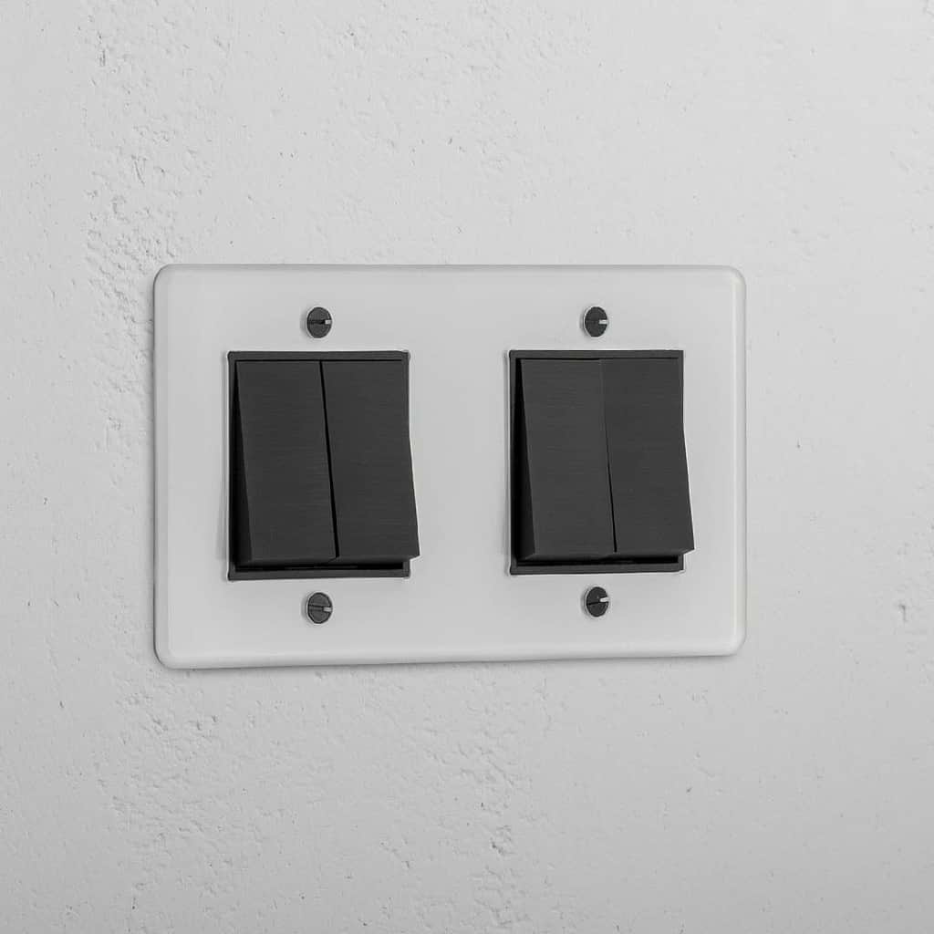 Four-Position Double Rocker Switch in Clear Bronze Black - Efficient Light Control System