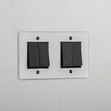Four-Position Double Rocker Switch in Clear Bronze Black - Efficient Light Control System