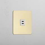 Antique Brass White Single USB 30W Module - High Speed Charging