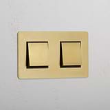 Double 2x Rocker Switch - Antique Brass Black for Modern Interiors