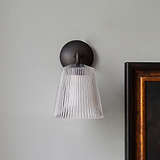 Wall Light Fluted Glass - Bronze on White Wall