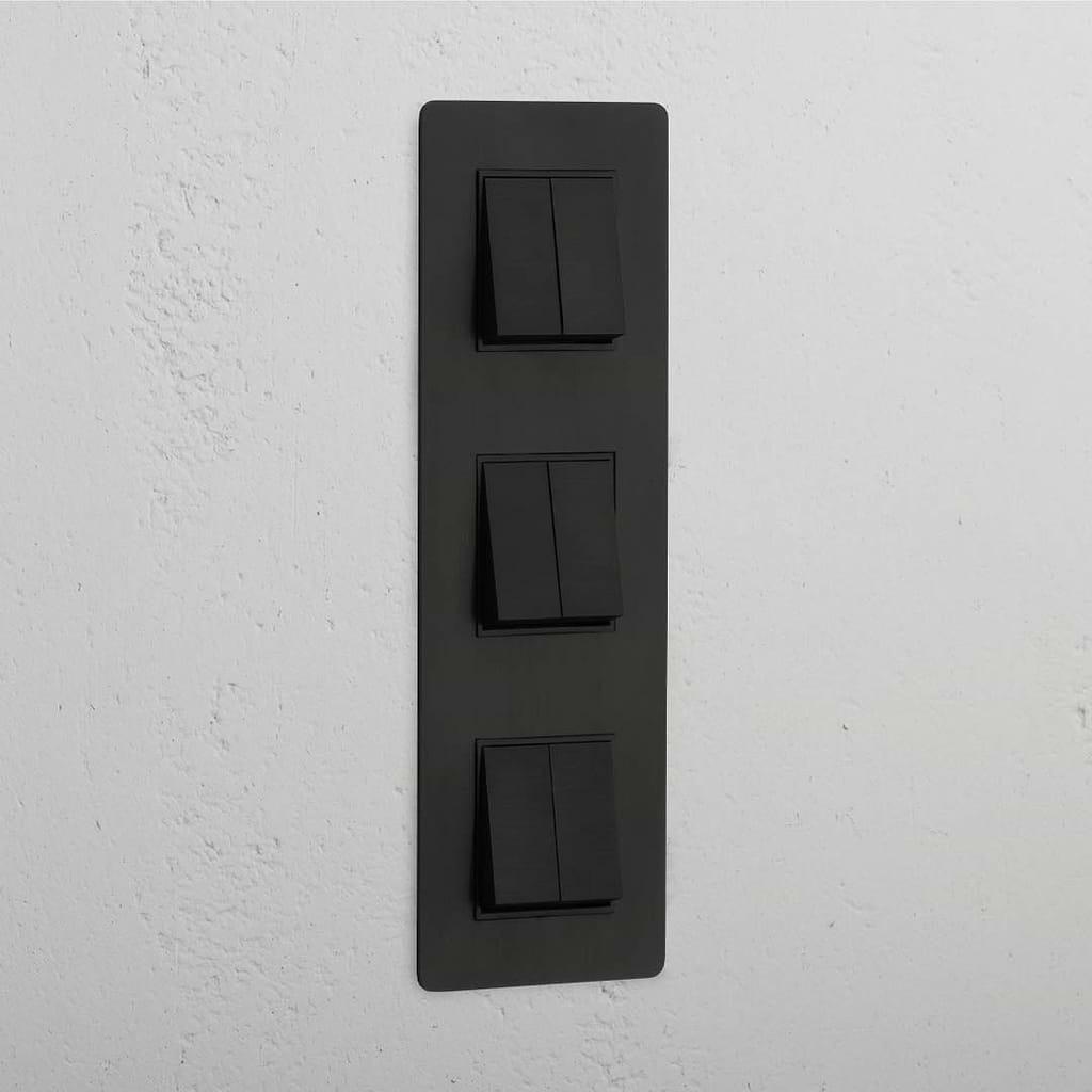High-Capacity Bronze Black Triple Vertical Rocker Switch - Advanced Light Control Solution