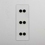 Superior Vertical Six-Position Triple Toggle Switch in Clear Bronze for Light Management on White Background