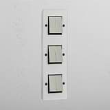 Vertical Six-Position Triple Rocker Switch in Clear Polished Nickel Black - Advanced Lighting Solution