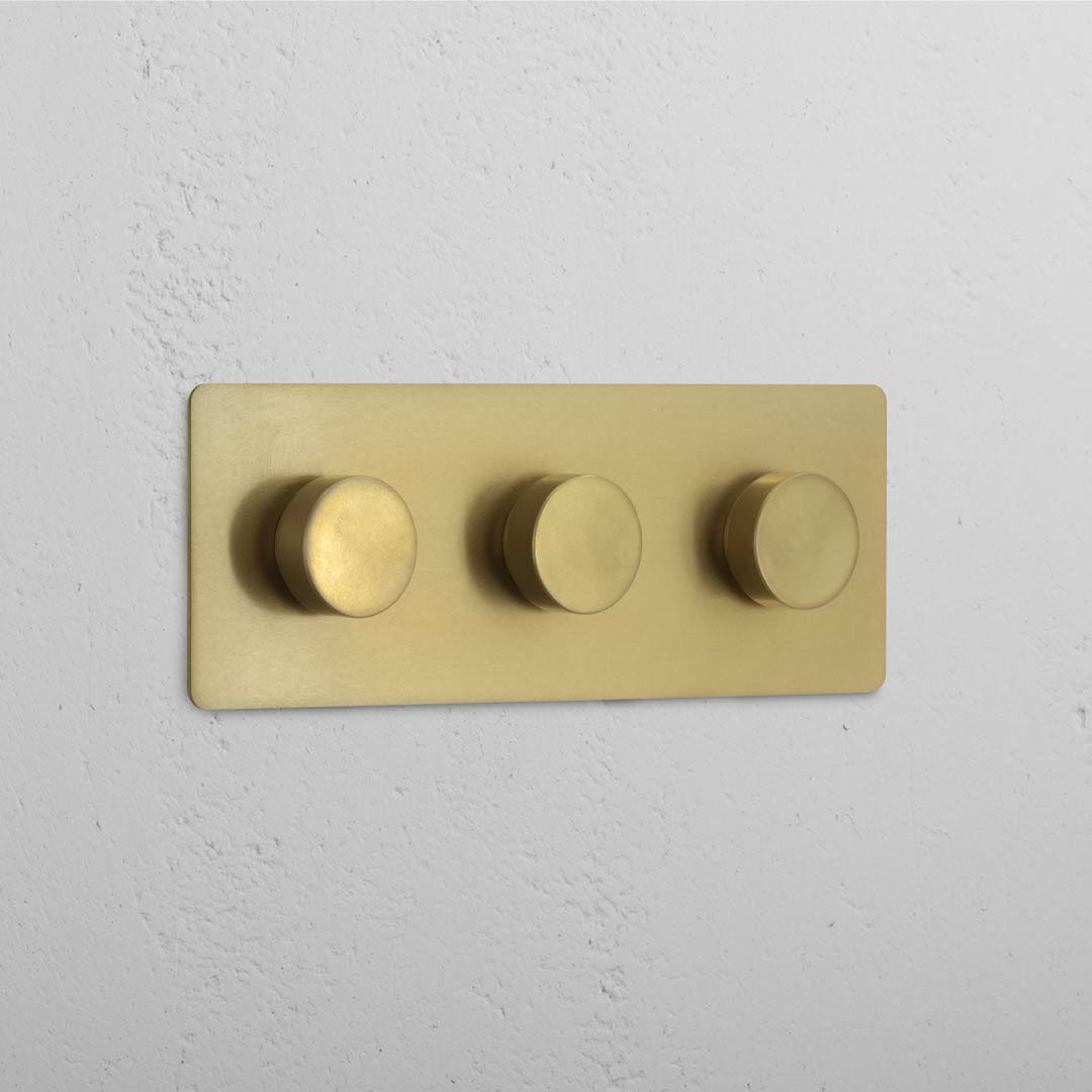 Triple Dimmer Switch in Antique Brass with Three Controls
