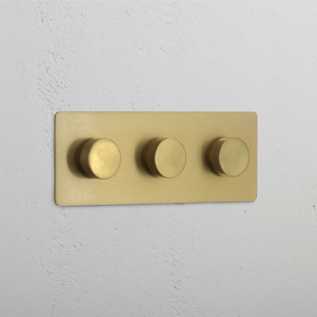 Triple Dimmer Switch in Antique Brass with Three Controls
