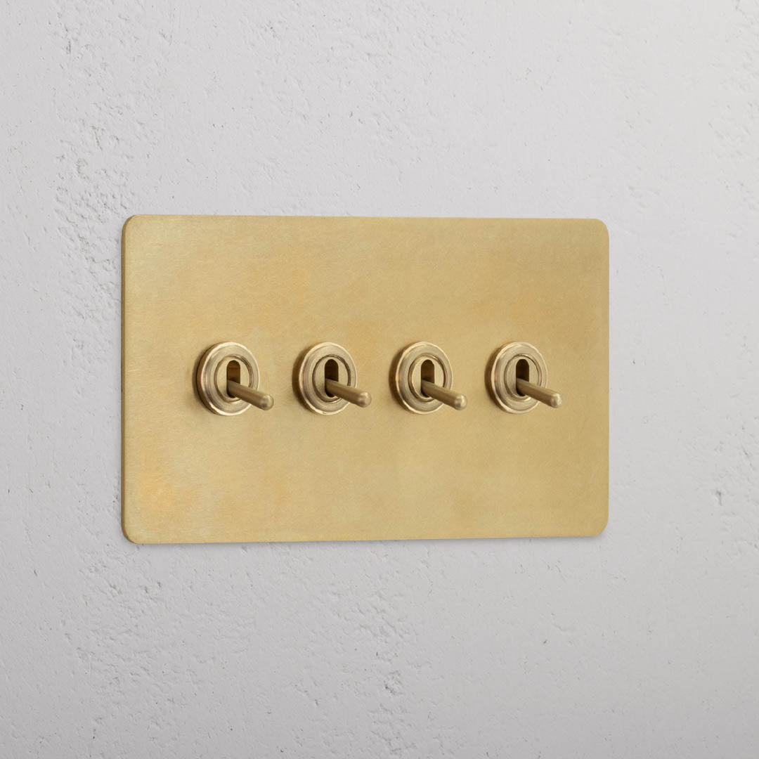 Antique Brass Double Toggle Switch with Four Levers