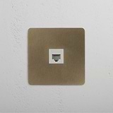 Secure and Reliable Single RJ45 Module in Antique Brass White on White Background