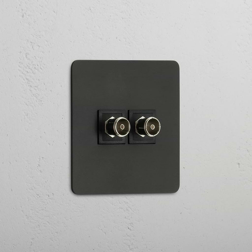 High-Performance Single TV Module in Bronze Black with Dual Ports - Clear Transmission