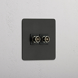 High-Performance Single TV Module in Bronze Black with Dual Ports - Clear Transmission