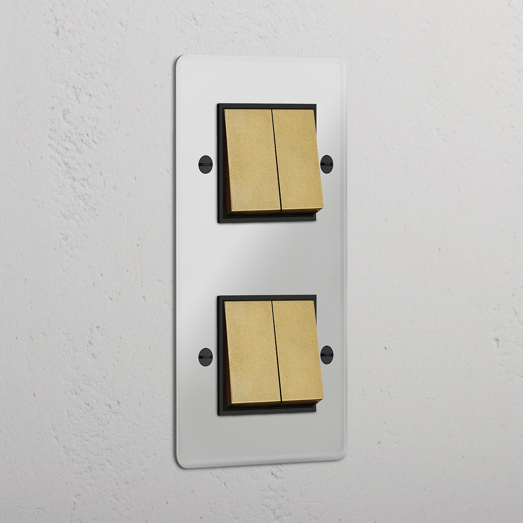 High-Capacity Clear Antique Brass Black Double Vertical Rocker Switch - Advanced Light Control System