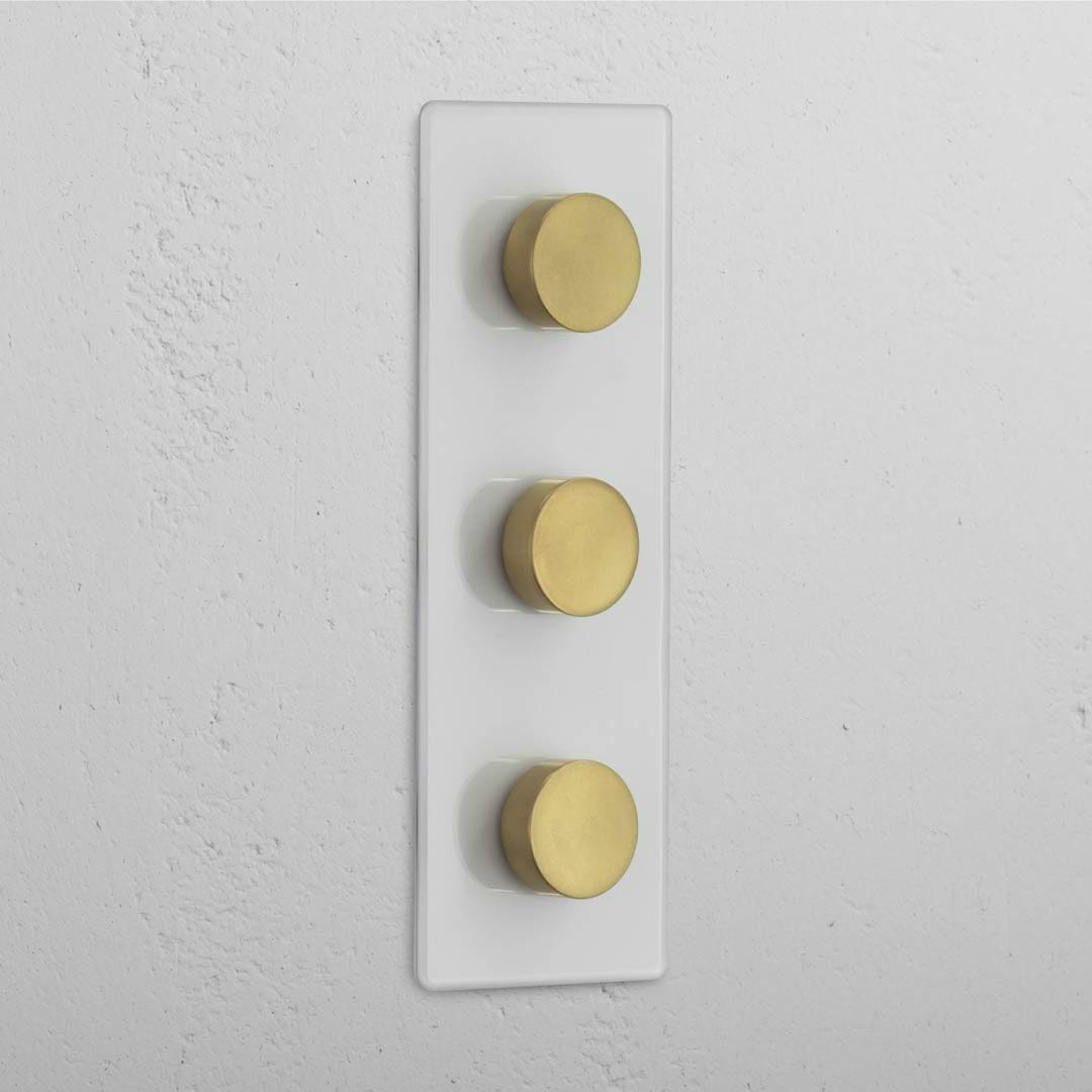 Vertical Triple Dimmer Switch in Clear Antique Brass - Superior Lighting Adjustment Tool