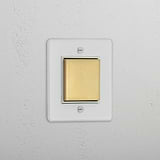 Central Single Rocker Switch in Clear Antique Brass White - Efficient Light Management System