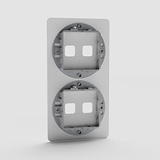 Compact Vertical Double Switch Plate in Clear for Lighting - on White Background