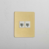 Double RJ45 Module in Single Antique Brass White Design - Reliable Connection