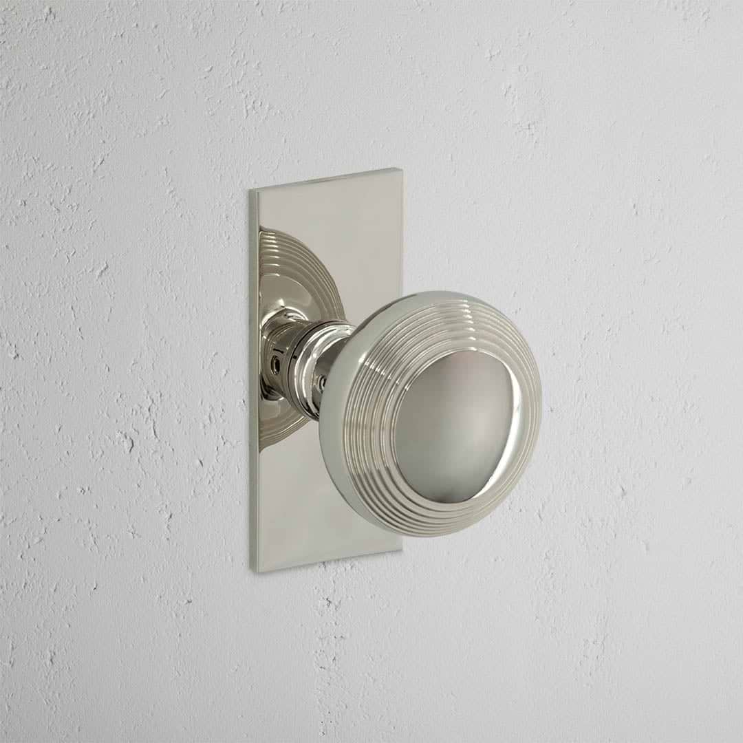 Poplar Bouton de Porte sans Ressort à Plaque Courte - Nickel Poli