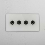 Clear Bronze Double Toggle Switch with Four Levers - Advanced Light Control Solution on White Background
