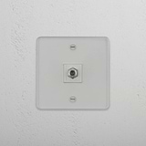 Efficient TV Signal Reception Accessory: Clear White Single Satellite Module on White Background