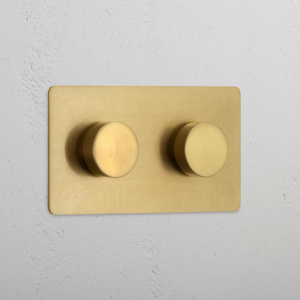 Sophisticated Double 2x Dimmer Switch in Antique Brass