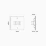Prise HDMI x2 (Plaque Simple) - Transparent (Insert Noir)