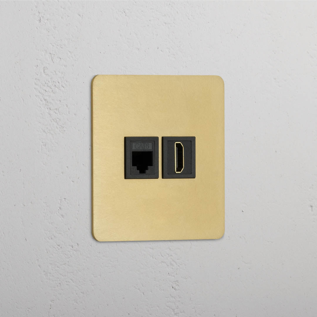 Single RJ45 & HDMI Module in Antique Brass Black Finish