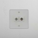 Comprehensive TV Reception Solution: Clear White Single Satellite & TV Module on White Background