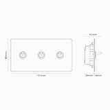 Interrupteur VV à Levier x3 (Plaque Double) - Transparent / Nickel Poli