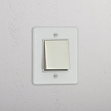 Intermediate Single Rocker Switch in Clear Polished Nickel White - Versatile Light Control System