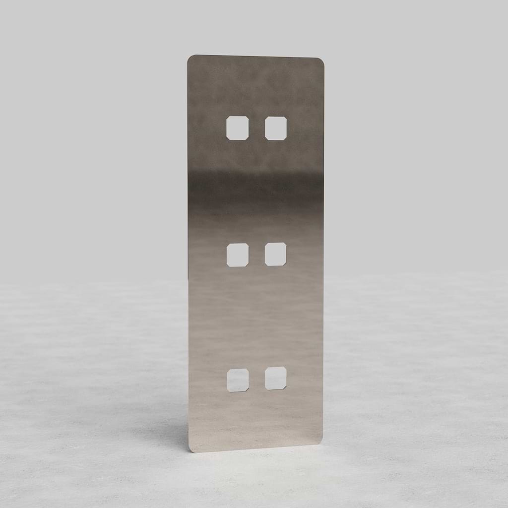 Vertical Six Outlet Triple Switch Plate in Polished Nickel EU - Space-Efficient Light Control Accessory