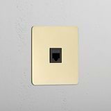 Antique Brass Black Single RJ45 Module