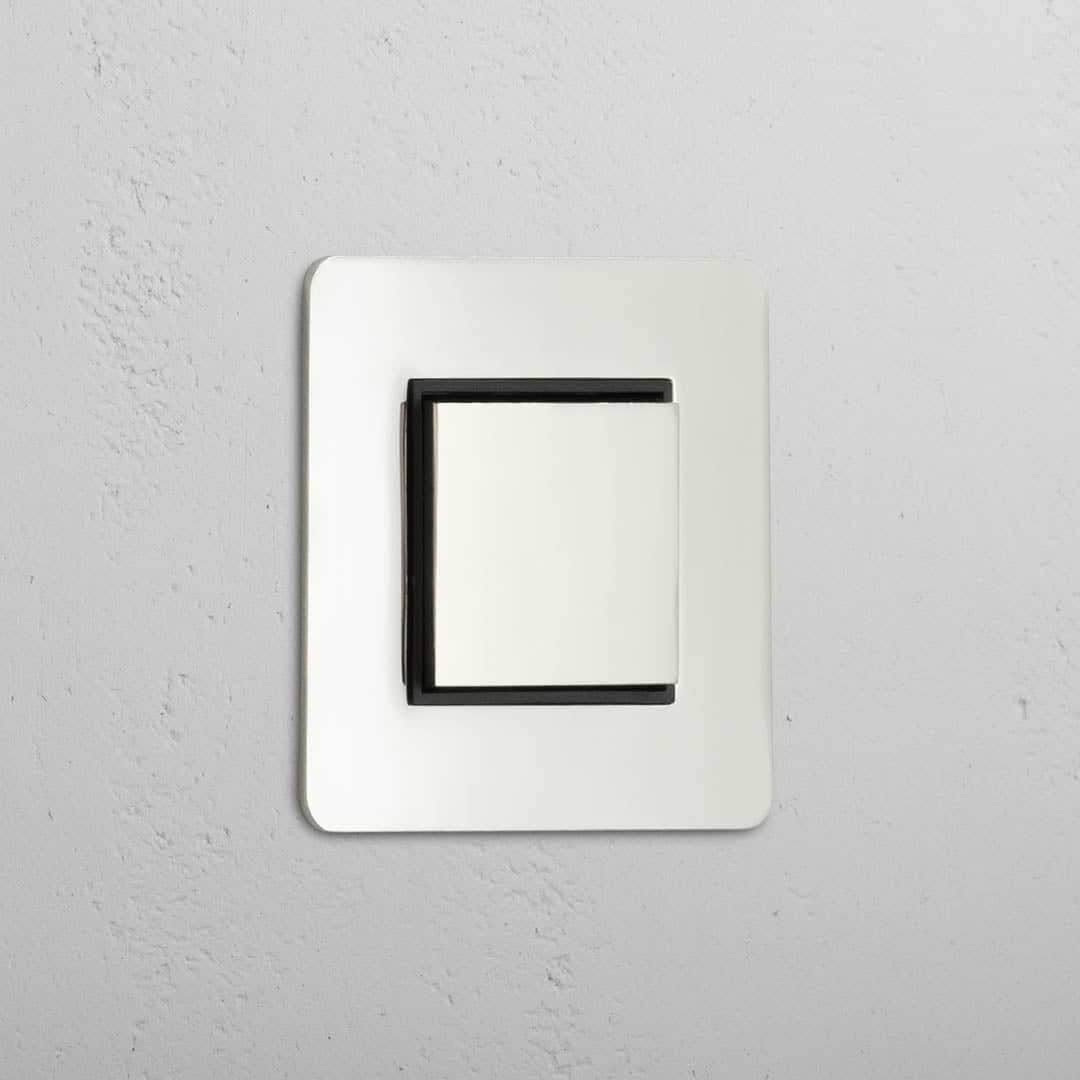 Central Control Light Switch: Polished Nickel Black Single Rocker Switch (Cent)