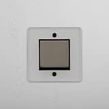 Intermediate Single Rocker Switch in Clear Polished Nickel Black - Streamlined Light Control Accessory on White Background