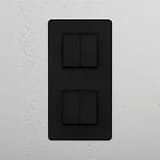 High-Capacity Double Vertical Rocker Switch in Bronze Black with 4 Positions on White Background
