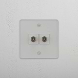 High-Quality Television Signal Tool: Clear White Dual TV Module on White Background