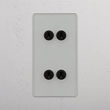 Vertical Double Toggle Switch with Four Levers in Clear Bronze - Robust Light Control Accessory on White Background
