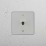 Quality Television Signal Accessory: Clear White Single TV Module on White Background