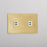 Double USB Module in Antique Brass White with Dual Ports - Advanced Connectivity