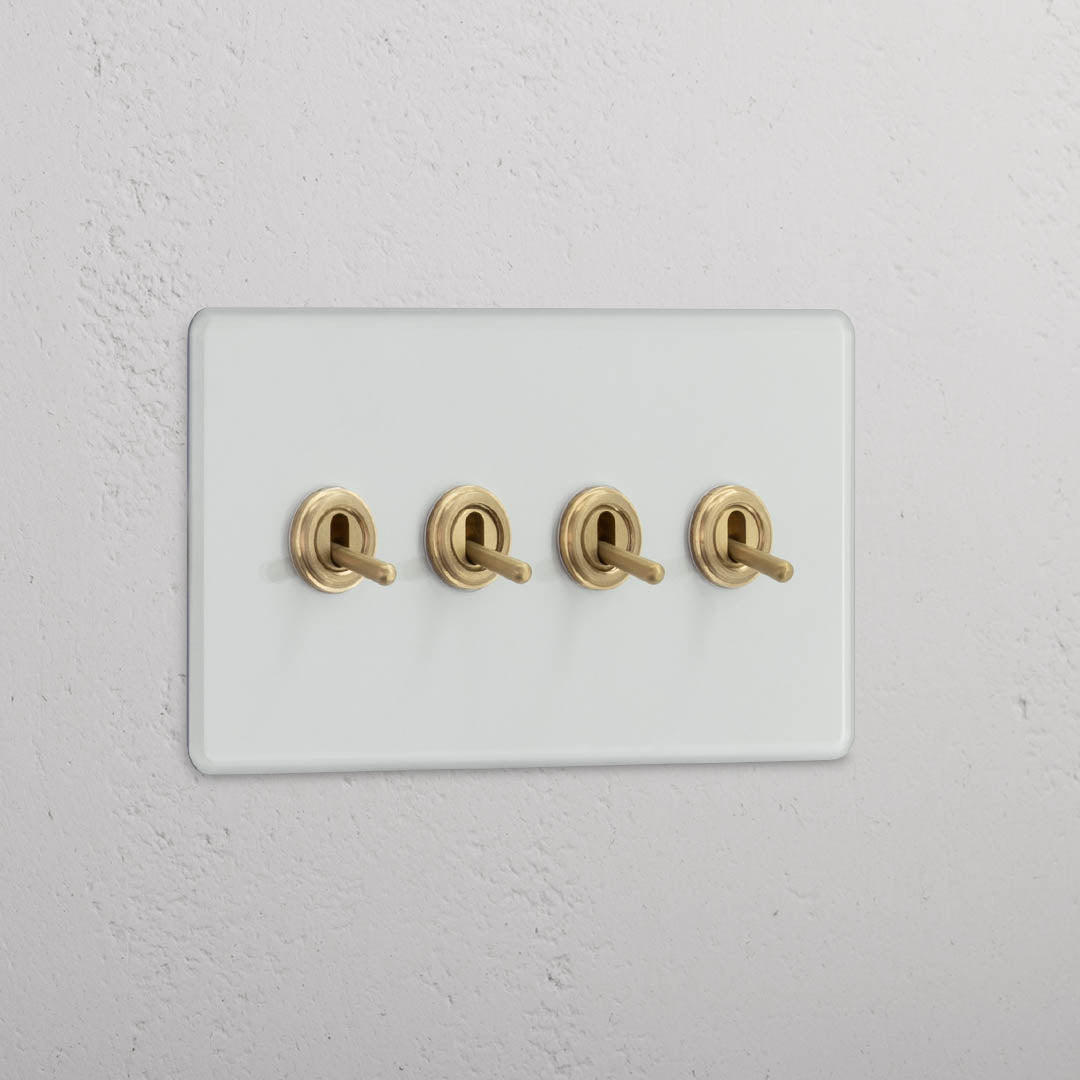 Robust Clear Antique Brass Double Toggle Switch with 4 Positions - Reliable Light Control System