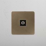 Antique Brass Black Single Satellite Module, Sleek Design on White Background