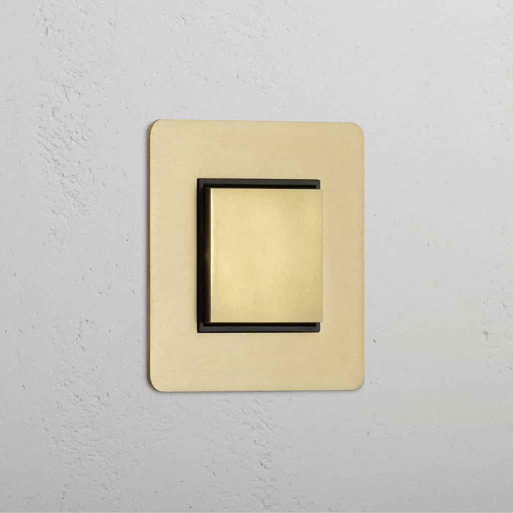 Central Single Rocker Switch in Antique Brass Black