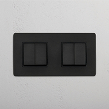 Elegant Double Rocker Switch in Bronze Black with 4 Positions on White Background