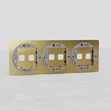 Six-Slot Switch Plate in Antique Brass - Vintage European Home Accessory on White Background
