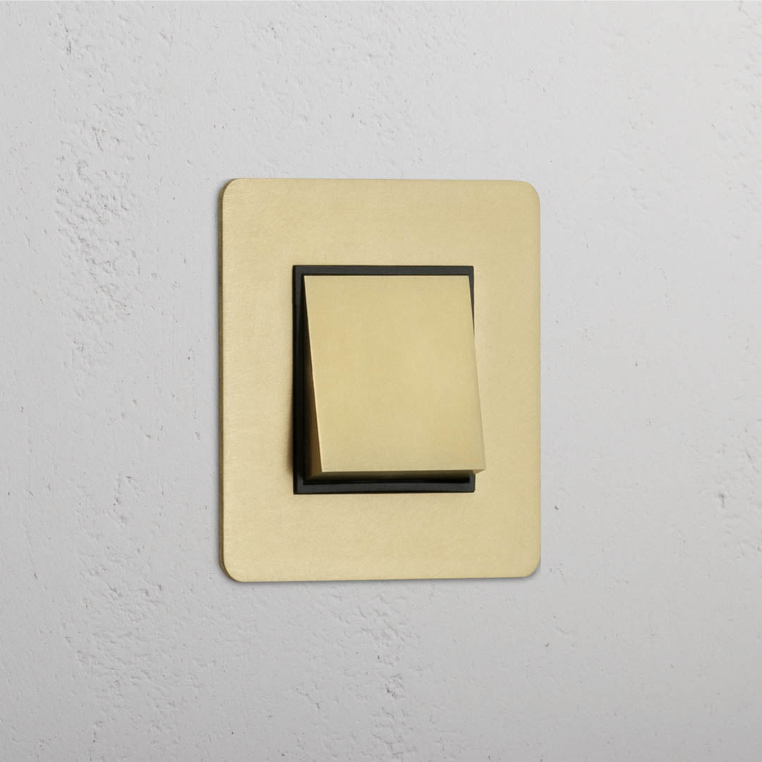 Single Rocker Switch in Antique Brass Black - Stylish Home Detail