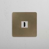 Quality-oriented Single HDMI Module in Antique Brass White for Enhanced Connectivity on White Background