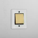Intermediate Clear Antique Brass Black Single Rocker Switch - Versatile Lighting Accessory