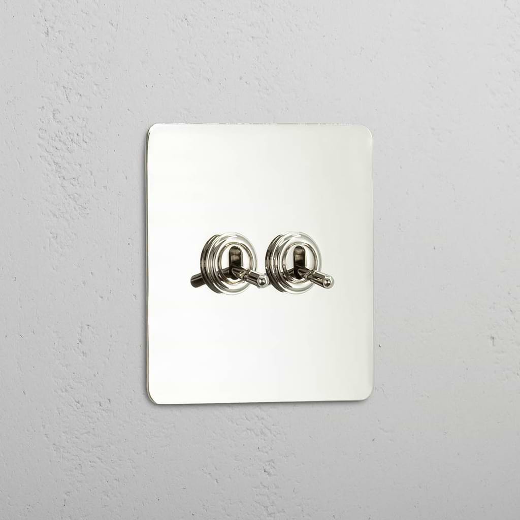 Dual Control Light Toggle Switch: Polished Nickel Single 2x Toggle Switch